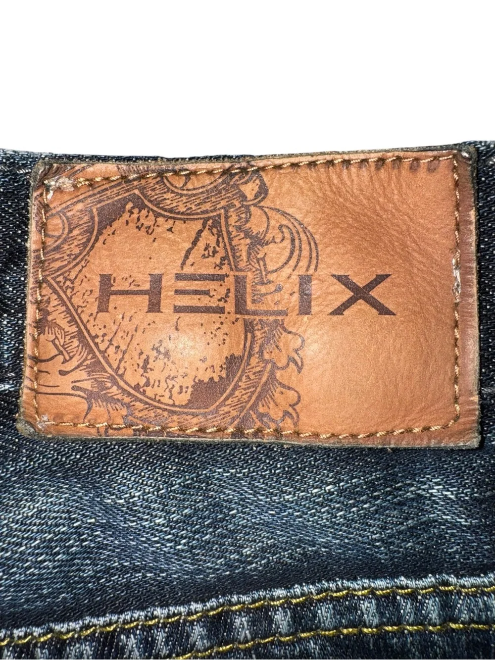 Helix Men’s 36x32 Bootcut Jeans Medium Wash Flap Pocket Whiskered Distressed
